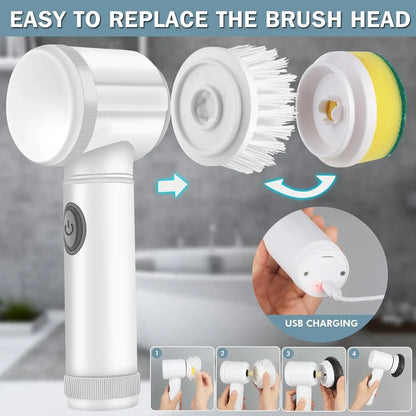 Nettoyeur électrique + 5 têtes de brosse interchangeables